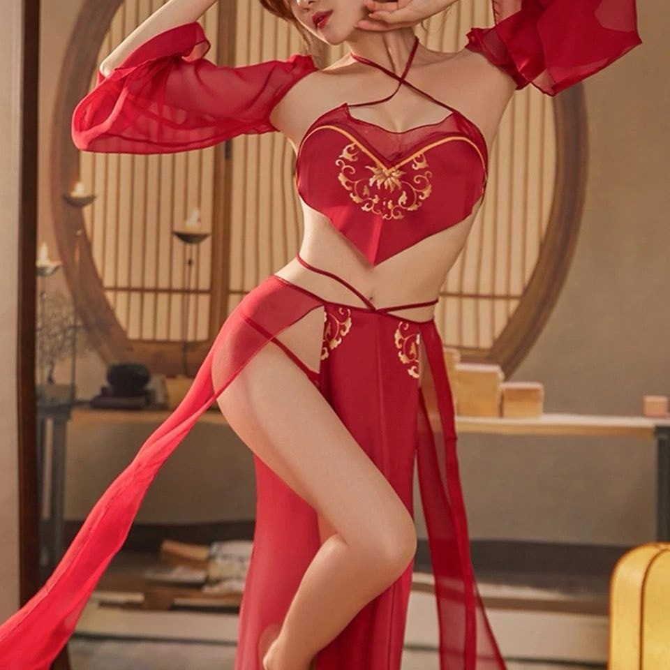 Red Long Lace Outfit