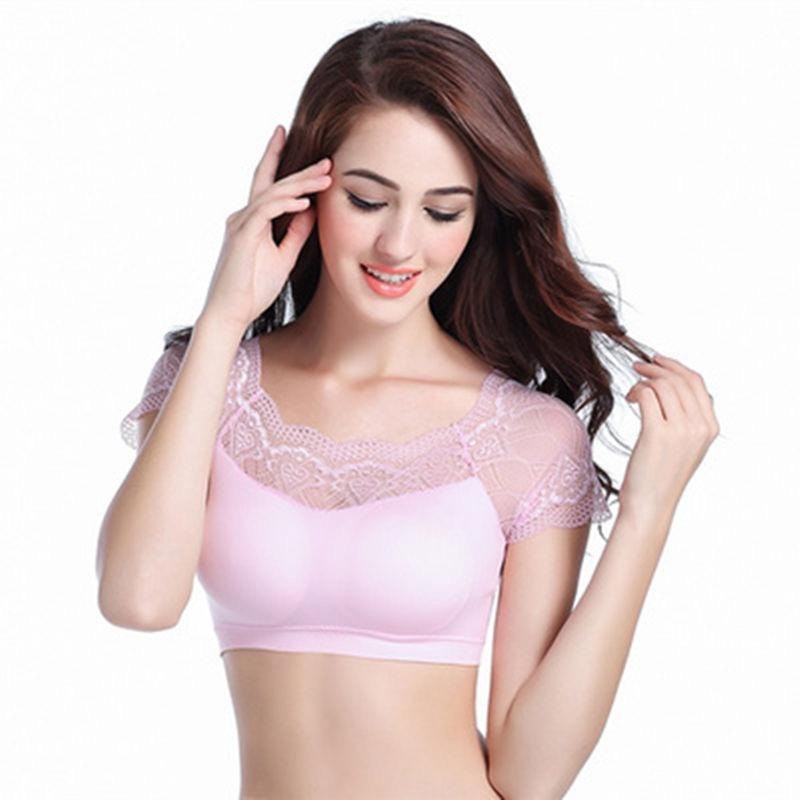 Short Sleeve Round Neck Readymade Lace Net Blouse for Women & Girls