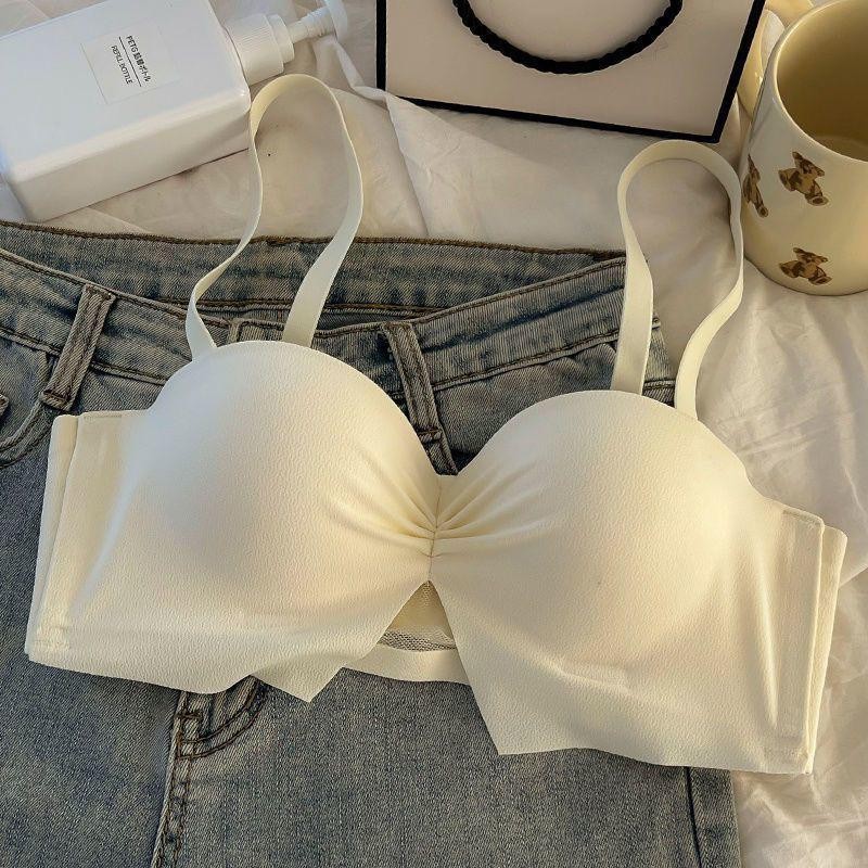 Solid Color Bow Cute Girls Strapless Bras